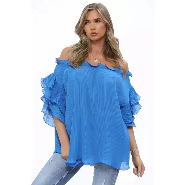 Perry pleated off the shoulder top