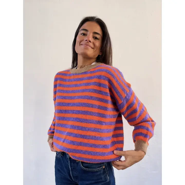 Pia Lilac and Orange Sweater