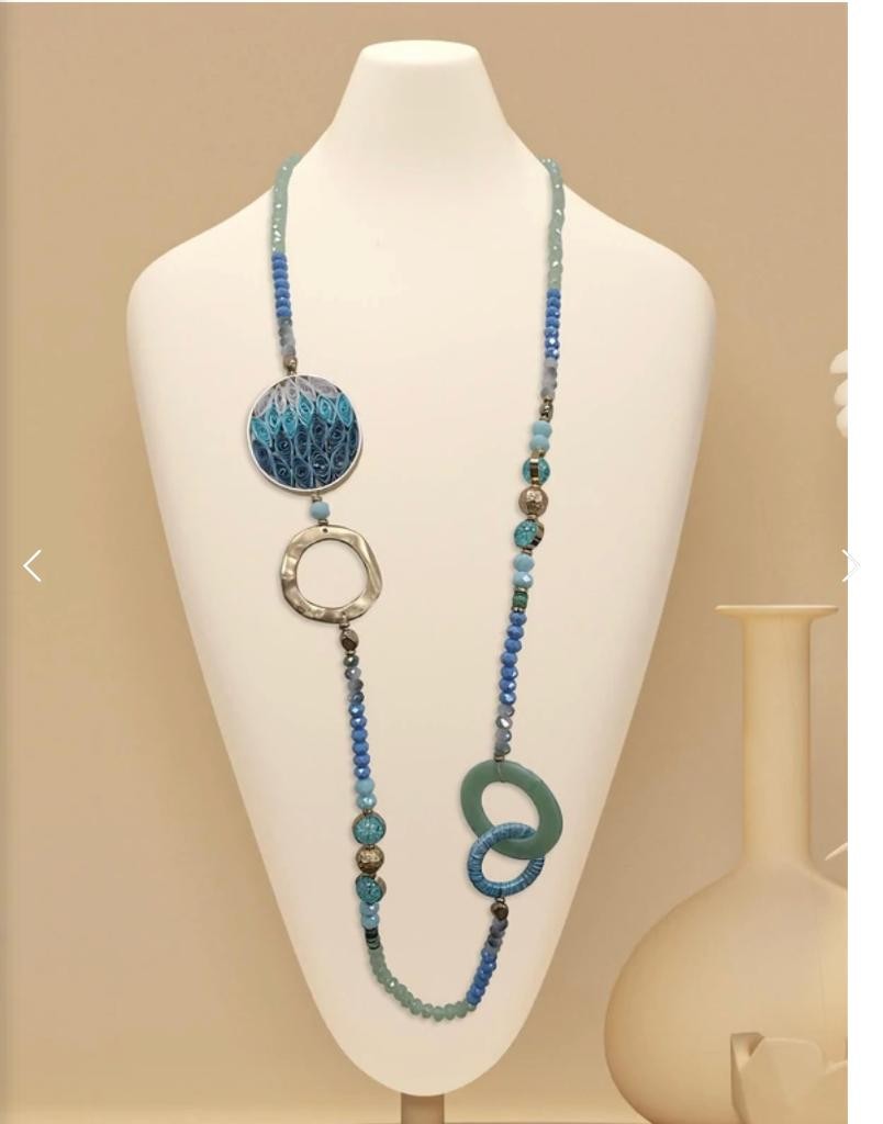 Glass Beads & Linked Loops Necklace