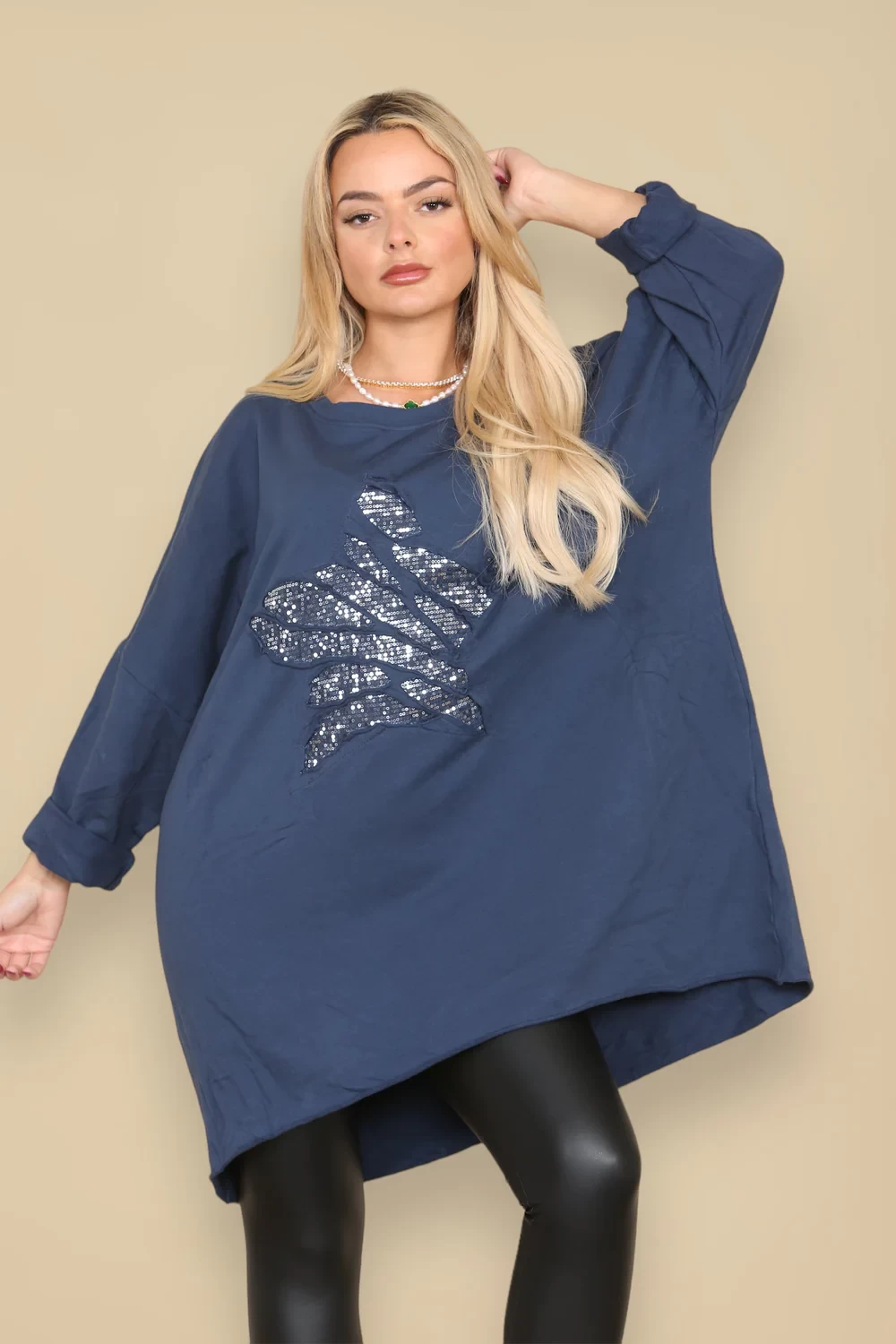 AIDA SEQUIN STAR SHREDDED SWEAT