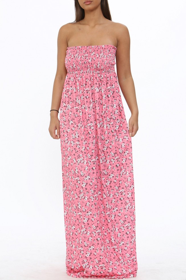 Floral Shirred Bust Maxi Dress
