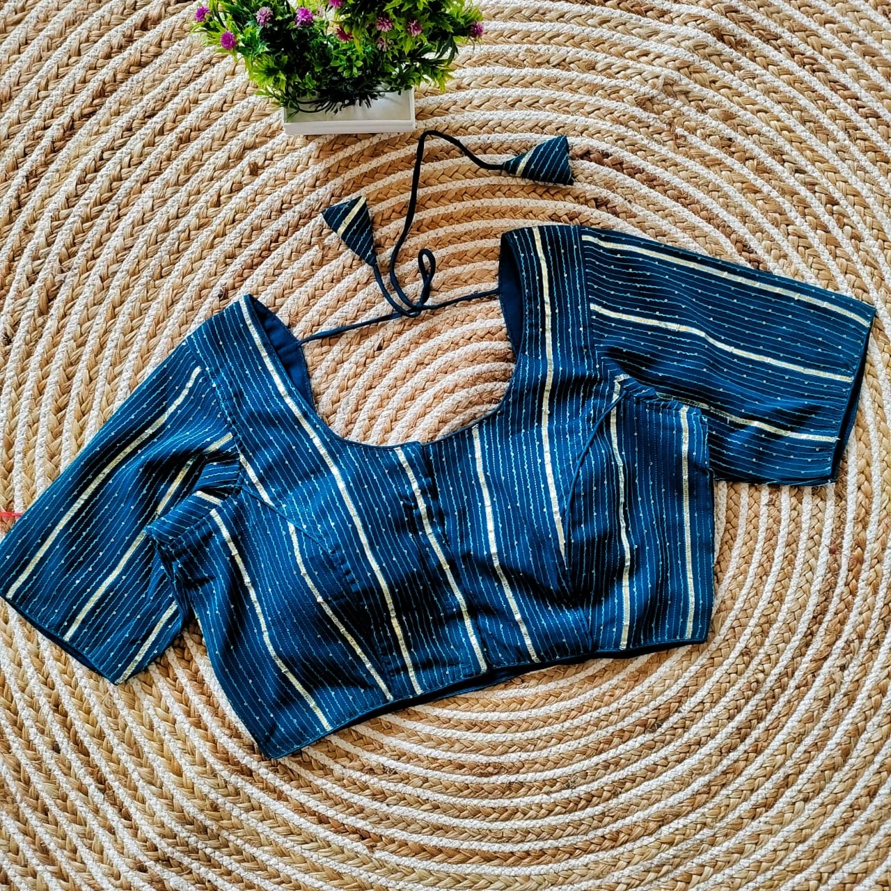 GEORGETTE GOTA FABRIC WITH SEQUNCE LINE STICH BLOUSE