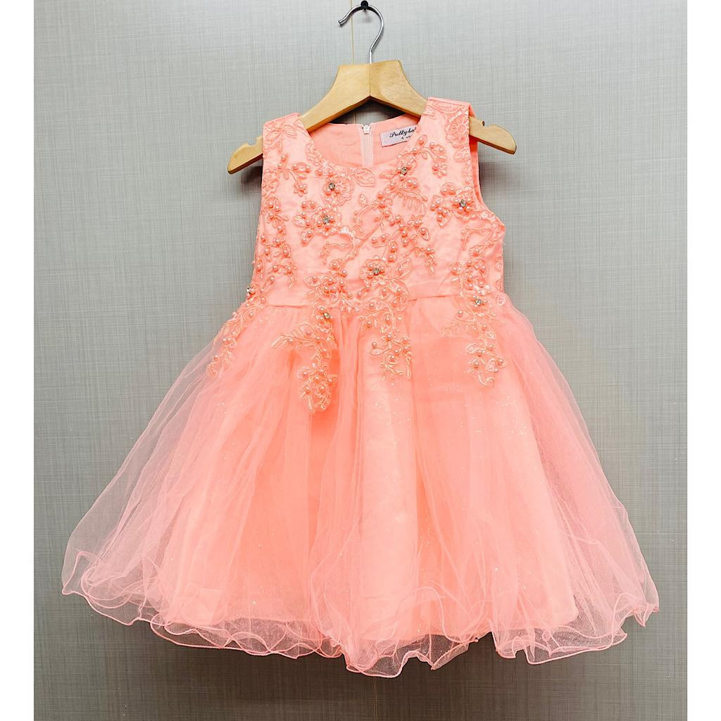 Girls Diamante Beaded Glitter Party Dress (4-14Y)