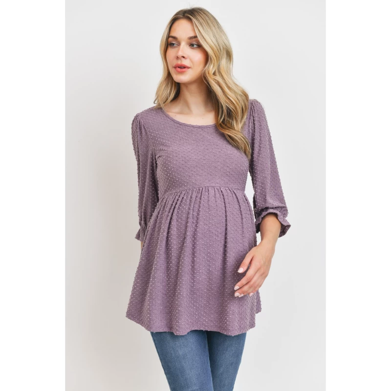 Stretch Swiss Dot Empire Waist Maternity Top