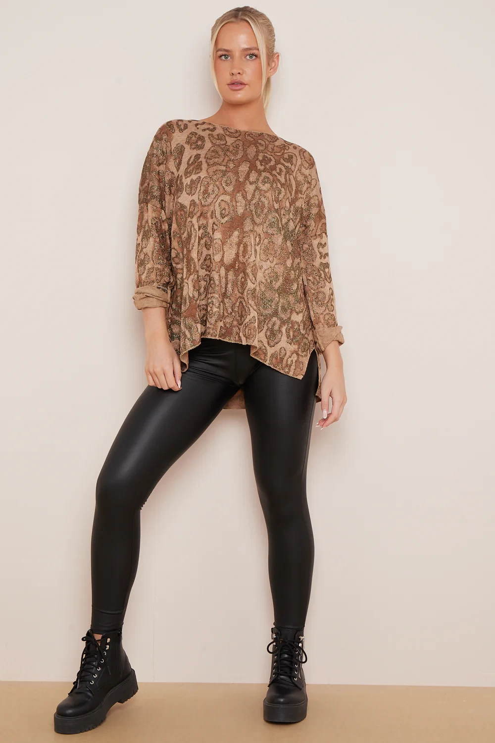 ABBY GLITTER LEOPARD TOP