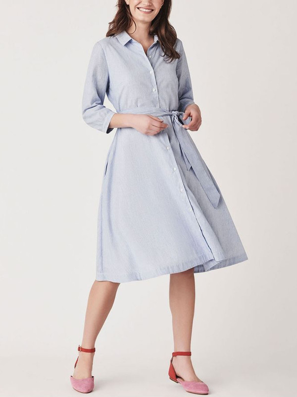 BLUE Pure Cotton Fit & Flare Helene Shirt Dress