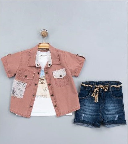 Boys 3pc Summer Shirt & Denim Shorts Set (2-5Y)