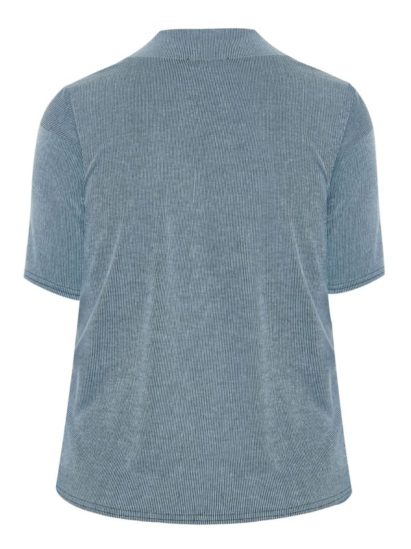 Curve BLUE Ribbed High Neck Top