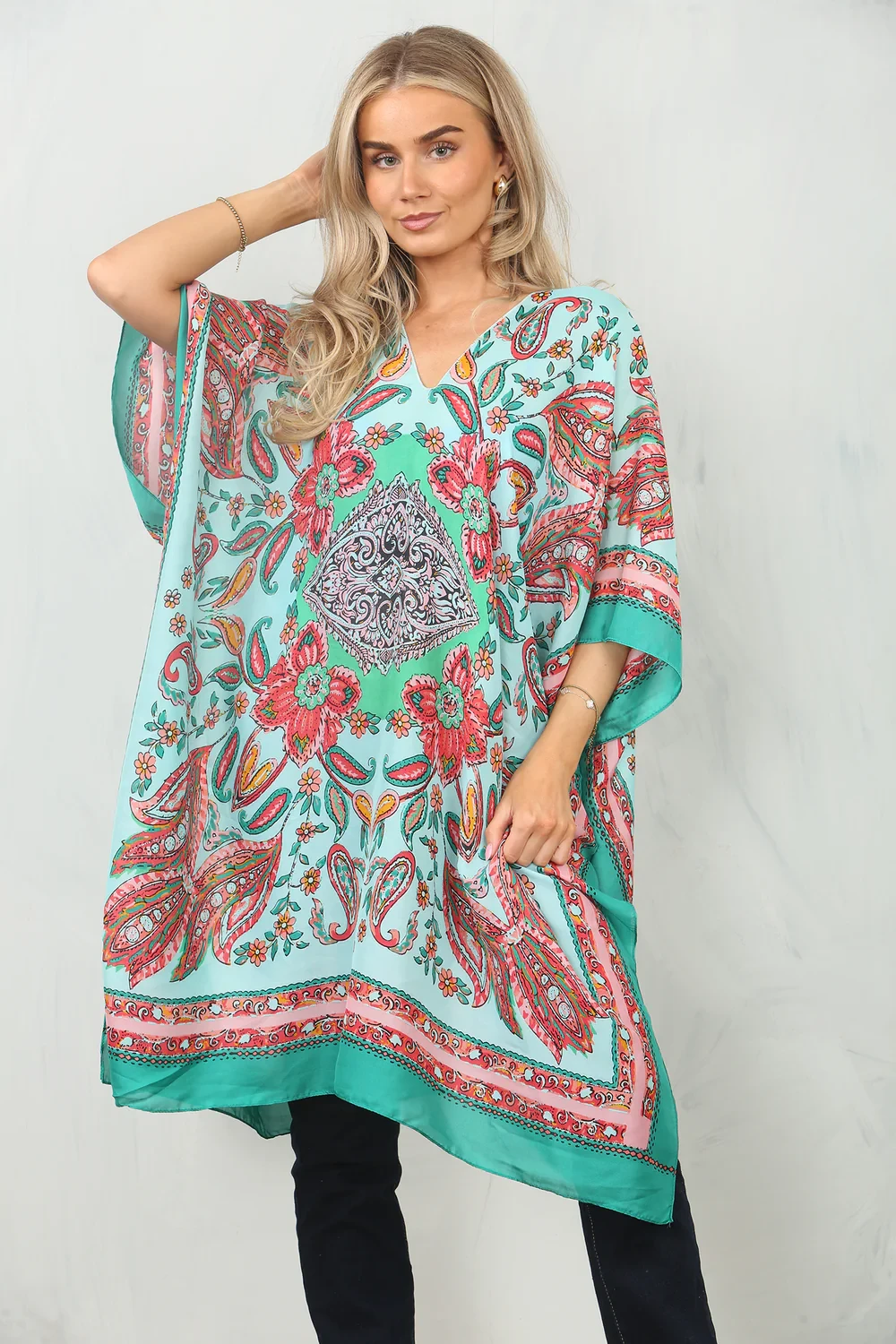 PAISLEY PRINT SILK KAFTAN
