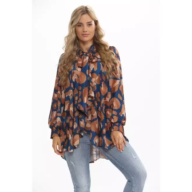 LEOPARD PUSSY BOW BLOUSE