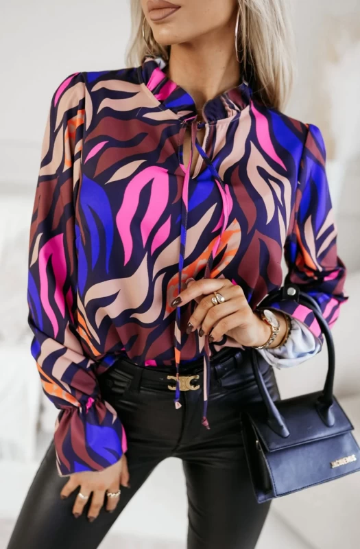 SHIRLEY ABSTRACT PRINT BLOUSE TOP-MULTI