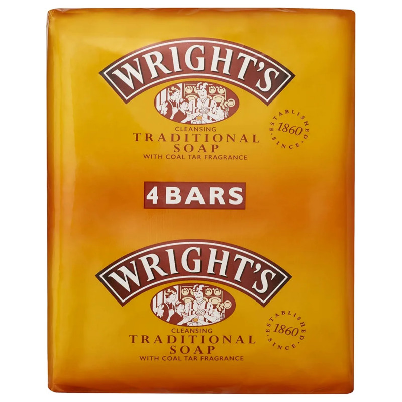 Wright's Cleansing Traditional Soap With Coal Tar Fragrance 4x125g