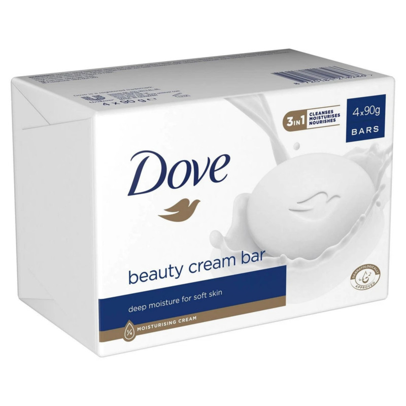 Dove Beauty Cream Bar Soap For Soft and Smooth Skin 4x90g