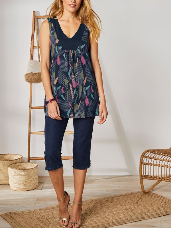 Abstract Print Sleeveless Top