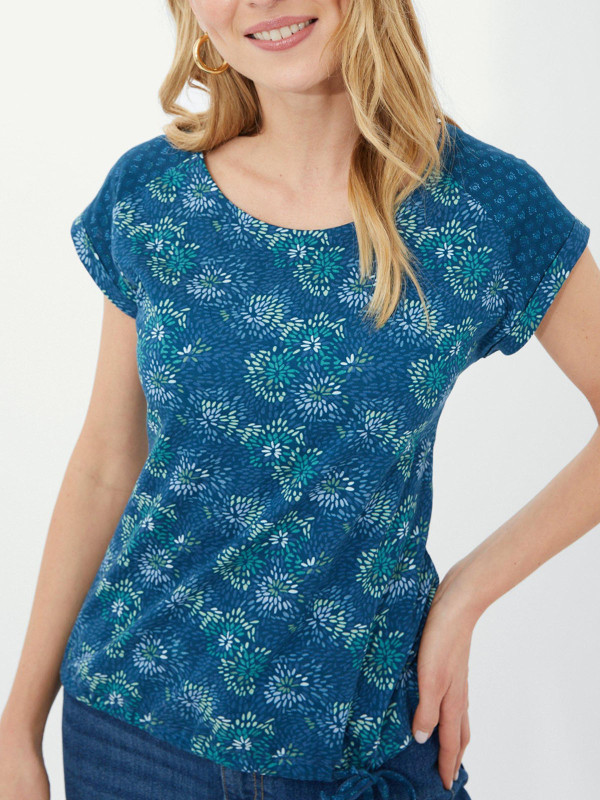 Pure Cotton Floral Print Tie Hem Top