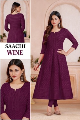 Schiffli Work Rayon Kurti